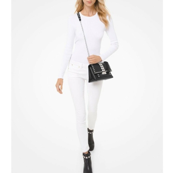 Michael Kors Black Studded Cece Crossbody Shoulder Bag - Picture 6 of 12